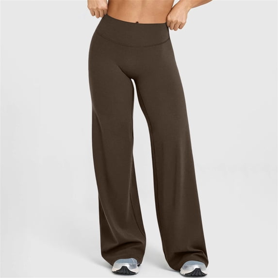 Workout Leggings Womens No Front Seam Straight Leggings High Waist Gym Yoga Pants Coffee L