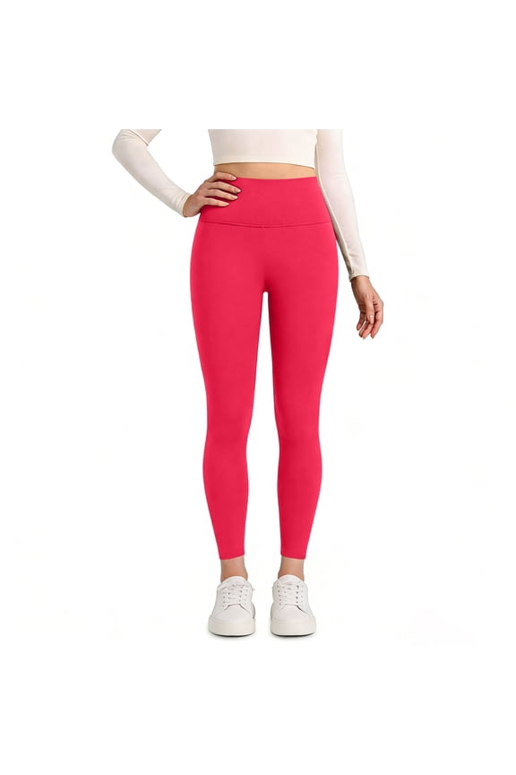Workout Leggings Womens Yoga Tights 22''/23'' Compression Butt Lift 7/8 Gym Pants Hot Pink 2XL