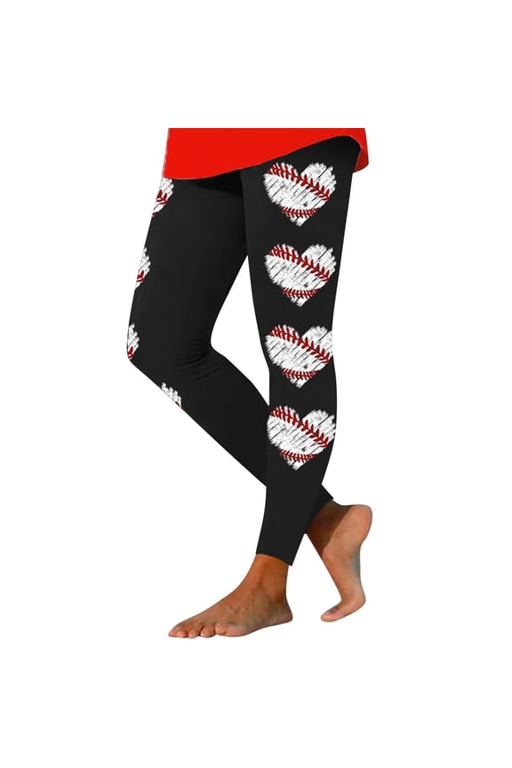 Workout Leggings for Women Baseball Print Stretch Yoga Pants Gray XXL