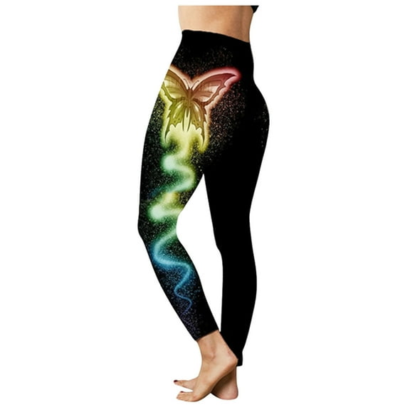 Workout Leggings for Women Fashion Butterfly Print Casual High Waist Sport Yoga Pants Green XXXXXL