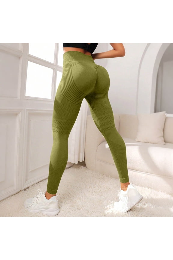 Workout Leggings for Women High Waisted Butt Lifting Waist Seamless Gym Yoga Leggings Green M