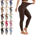 thumbnail image 1 of Workout Leggings for Women - High Waisted Yoga Pants Tummy Control Compression for Running Coffee XL, 1 of 4