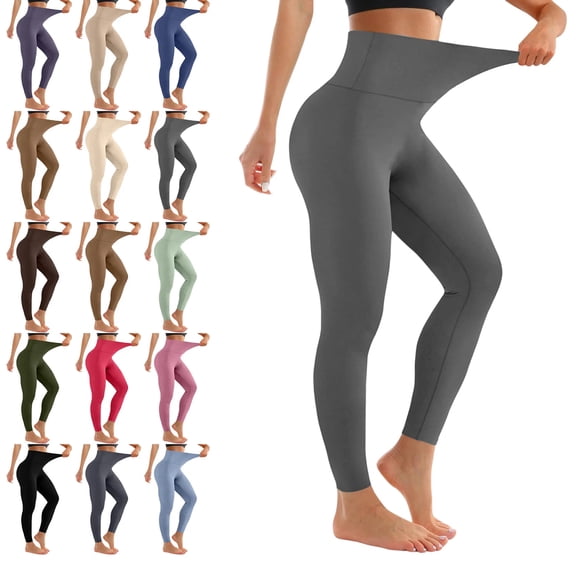 Workout Leggings for Women - High Waisted Yoga Pants Tummy Control Compression for Running Gray M