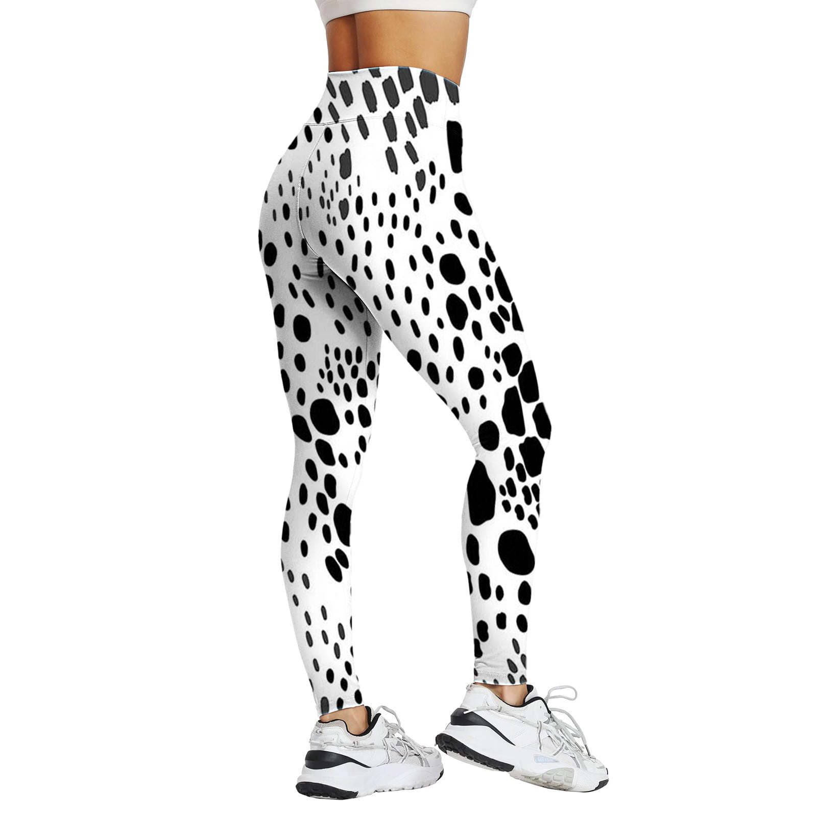Workout Leggings for Women Print Fitness Cropped Pants White M 