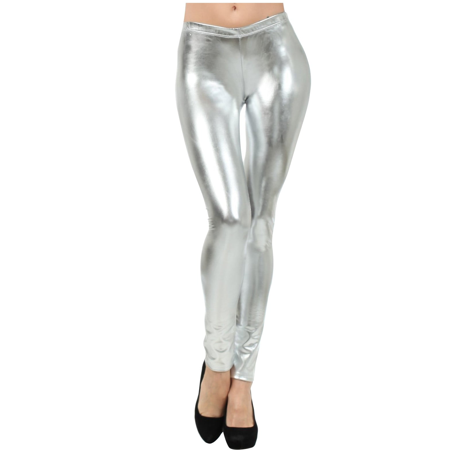 Workout Leggings for Women Shiny Leather Clubwear Trousers Tight