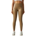 thumbnail image 1 of Workout Leggings for Women Tummy Control High Hip Tight Pu Leather Stitching Sports Run Fitness Womens Yoga Pants,Yellow,M, 1 of 9