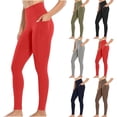 thumbnail image 1 of Workout Leggings with Two Side Pockets for Women High Waist Yoga Pants Soft Lightweight Athletic Gym Tights, Red L, 1 of 7