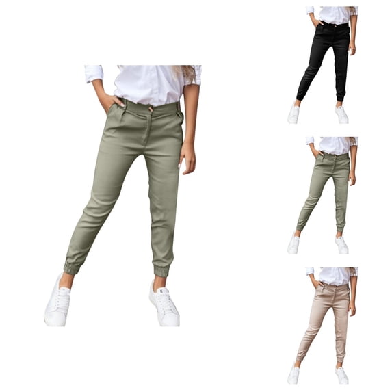 Workout Out Pants Casual Waist Solid Pants Fitness Pocket Leggings High Button Cropped Women Pants Pants For Women