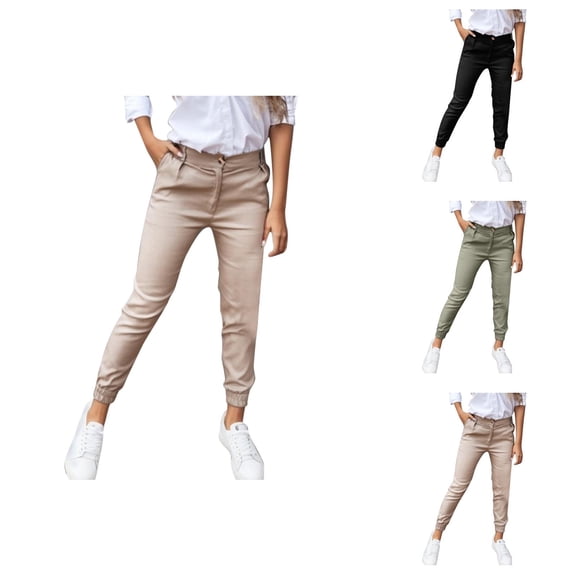 Workout Out Pants Casual Waist Solid Pants Fitness Pocket Leggings High Button Cropped Women Pants Womens Summer Pants Lightweight Casual