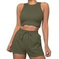 thumbnail image 1 of Workout Outfits For Women 2 Piece Casual Matching Sets Crop Tank High Waist Yoga Shorts Exercise Set, 1 of 2