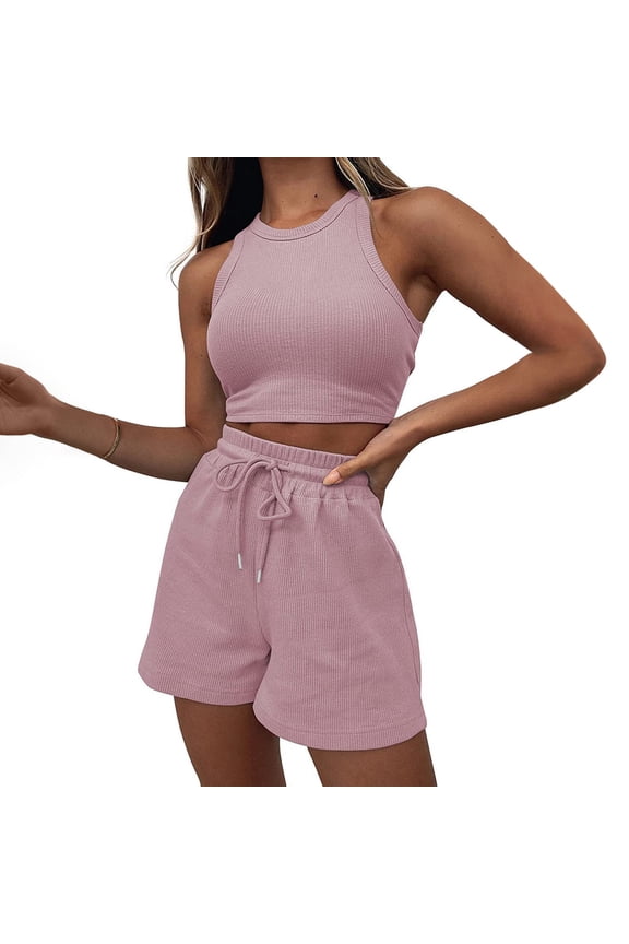 Workout Outfits For Women 2 Piece Casual Matching Sets Crop Tank High Waist Yoga Shorts Exercise Set Women's Swimwear Bottoms Swimming Suits plus Size Women Swim Tops for Women Swim Tube Top Swimming
