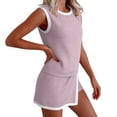 thumbnail image 1 of Workout Outfits Women's Casual Fitness Color Block Split Back Solid Color Bodysuit Set Purple L, 1 of 8