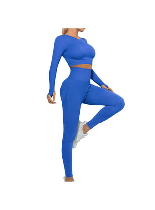 Women's 2 Piece Tracksuit Workout Outfits Set - High Waist Leggings and  Crop Top 