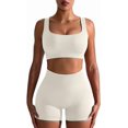thumbnail image 1 of Workout Outfits for Women 2 Piece Seamless Ribbed High Waist Leggings with Sports Bra Exercise Set…, 1 of 2