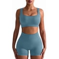 thumbnail image 1 of Workout Outfits for Women 2 Piece Seamless Ribbed High Waist Leggings with Sports Bra Exercise Set…, 1 of 2