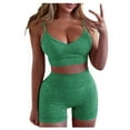 thumbnail image 1 of Workout Outfits for Women 2 Piece Set Cami Crop Bandeau Top and High Waist Shorts Leggings Yoga Gym Sportswear, 1 of 5
