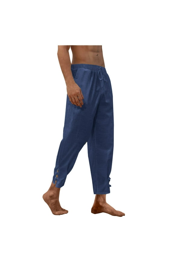 Workout Pants Mens Khaki Slacks for Men Men's Medieval Ankle Banded Pants Renaissance Gothic Pants Pirate Cosplay Costume Lace Up Casual Trousers Halloween 2025