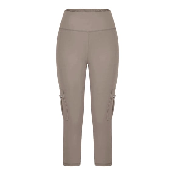 Workout Pants Women High Waist Pockets High Stretch Running Fitness Summer Cloths for Women,Khaki,3XL