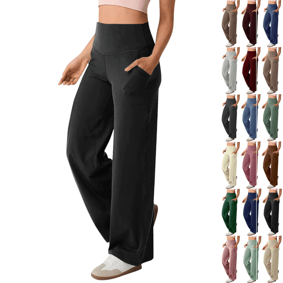 Workout Pants Women High Waist Stretch Straight Leg Yoga Pant Running Gym Fitness Compression Comfort Womens Activewear