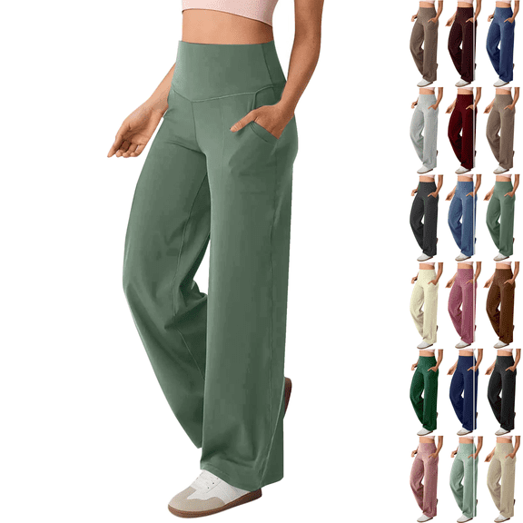 Workout Pants Women High Waist Stretch Straight Leg Yoga Pant Running Gym Fitness Compression Comfort Womens Activewear