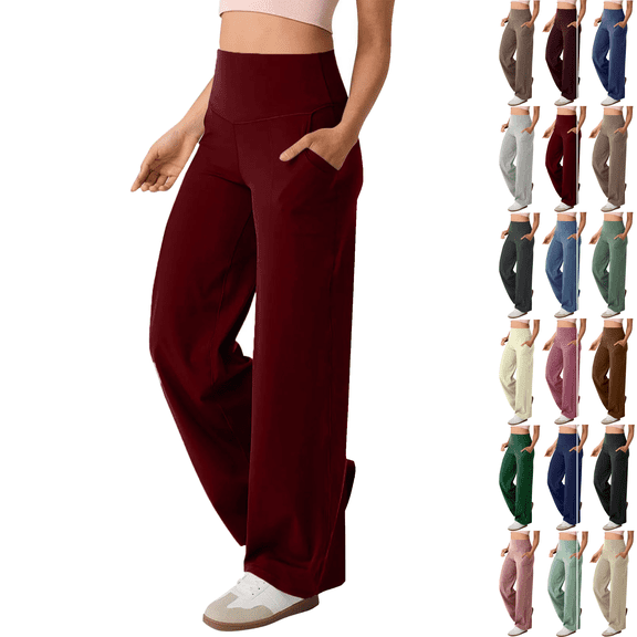 Workout Pants Women High Waist Stretch Straight Leg Yoga Pant Running Gym Fitness Compression Comfort Womens Activewear
