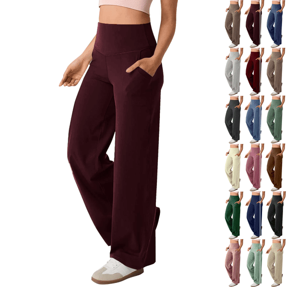 Workout Pants Women High Waist Stretch Straight Leg Yoga Pant Running Gym Fitness Compression Comfort Womens Activewear