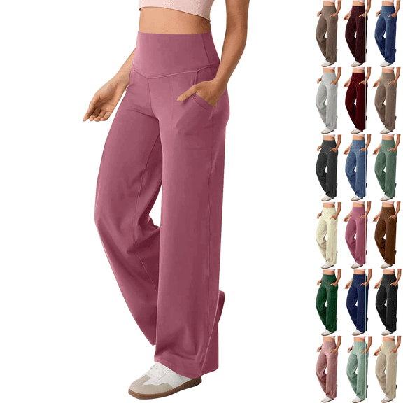 Workout Pants Women High Waist Stretch Straight Leg Yoga Pant Running Gym Fitness Compression Comfort Womens Activewear