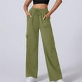 thumbnail image 1 of Workout Pants Women New Straight Tube Solid Color Multi Pocket High Waisted Drawstring Work Sweatpants Pants Womens Wide Leg Pants, 1 of 8