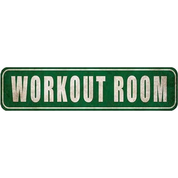 Workout Room Sign,Gym Fitness Center Rustic Metal Sign,Rustic Street Decor Door Name Plate Plaque,4x16 Inch