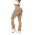thumbnail image 1 of Workout Running Leggings New Womens Yoga Cargo Pants Drawstring High Waisted Leggings with Pockets Stretchy Comfy Straight Leg Trousers Khaki XL, 1 of 9