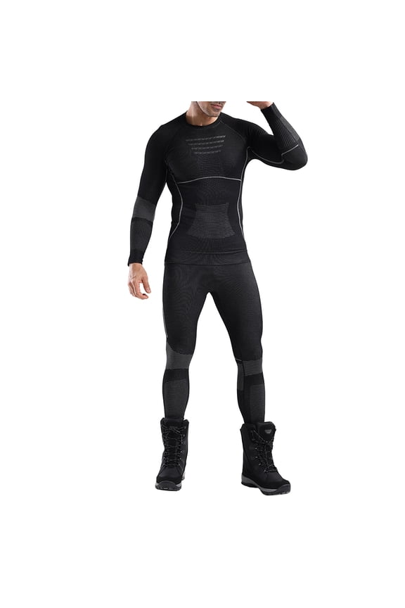 Workout Set Compression Shirt Pants Sports Tight Base Layer Set Color: Black Size: XXXS