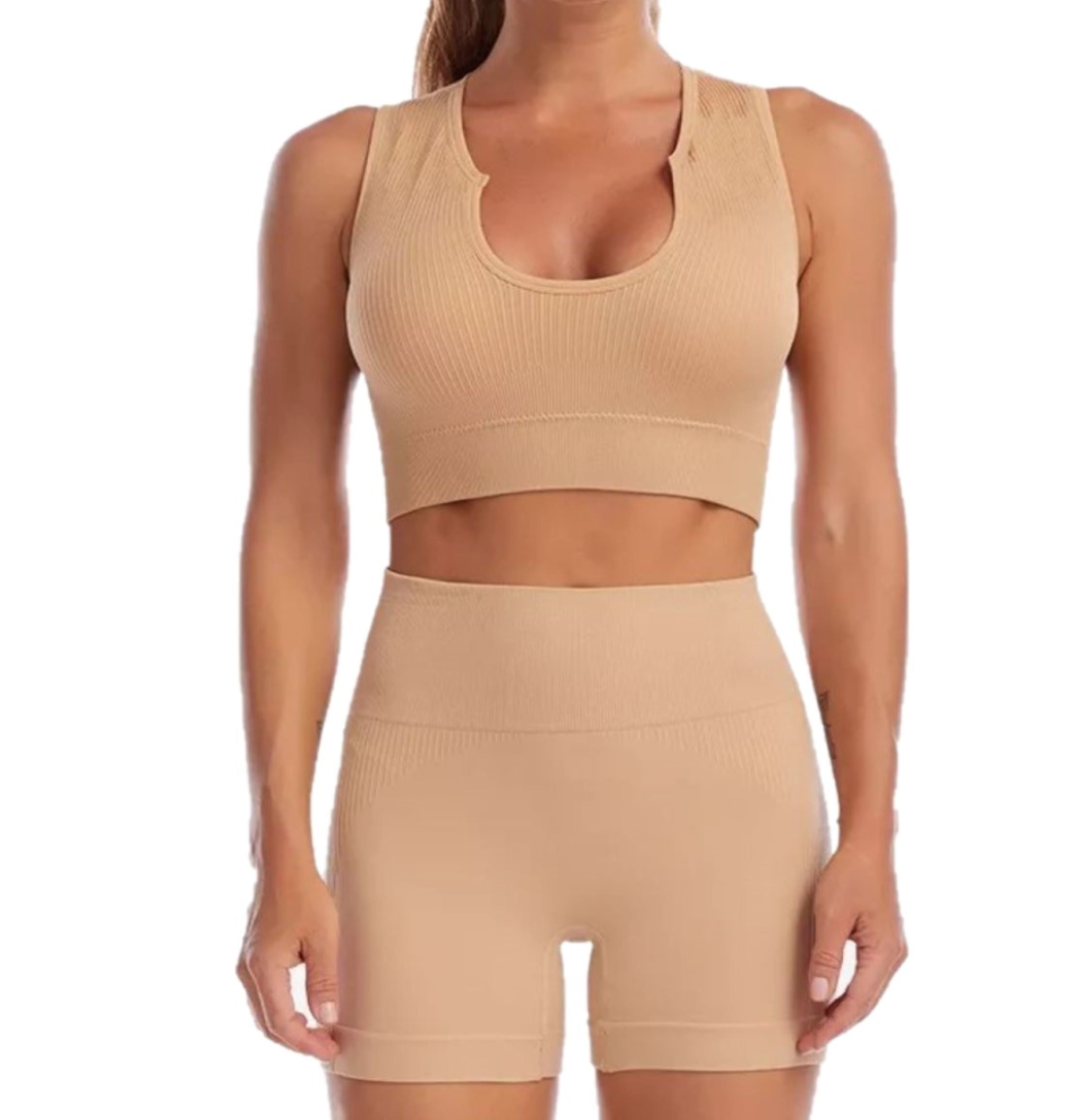 B & B DEALS Workout Set for Women Matching Yoga Shorts Bra Seamless Gym