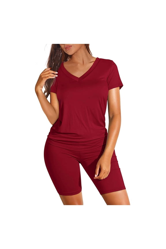 Workout Sets Shorts for Women Two Piece Sleeve Casual Biker Set Sweatpants Outfits