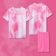 thumbnail image 1 of Workout Sets for Boys Girls 4-14 Years 2 Piece Soccers Running Outfits Teens Kids Breathable Tie-Dye T-Shirts and Shorts Gym Track Suits, 1 of 4