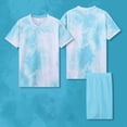thumbnail image 1 of Workout Sets for Boys Girls 4-14 Years 2 Piece Soccers Running Outfits Teens Kids Breathable Tie-Dye T-Shirts and Shorts Gym Track Suits, 1 of 4