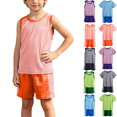 thumbnail image 1 of Workout Sets for Kids Lightweight Mesh Tank Tops and Shorts Activewear Breathable Color Block Basketball Soccer Uniform for Boys Girls 2-13 Years, 1 of 9