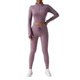 thumbnail image 1 of Workout Sets for Women 2 Piece High Waist Leggings Crop Top Gym Yoga Outfit Long Sleeve Skinny Tracksuits (Purple S), 1 of 5