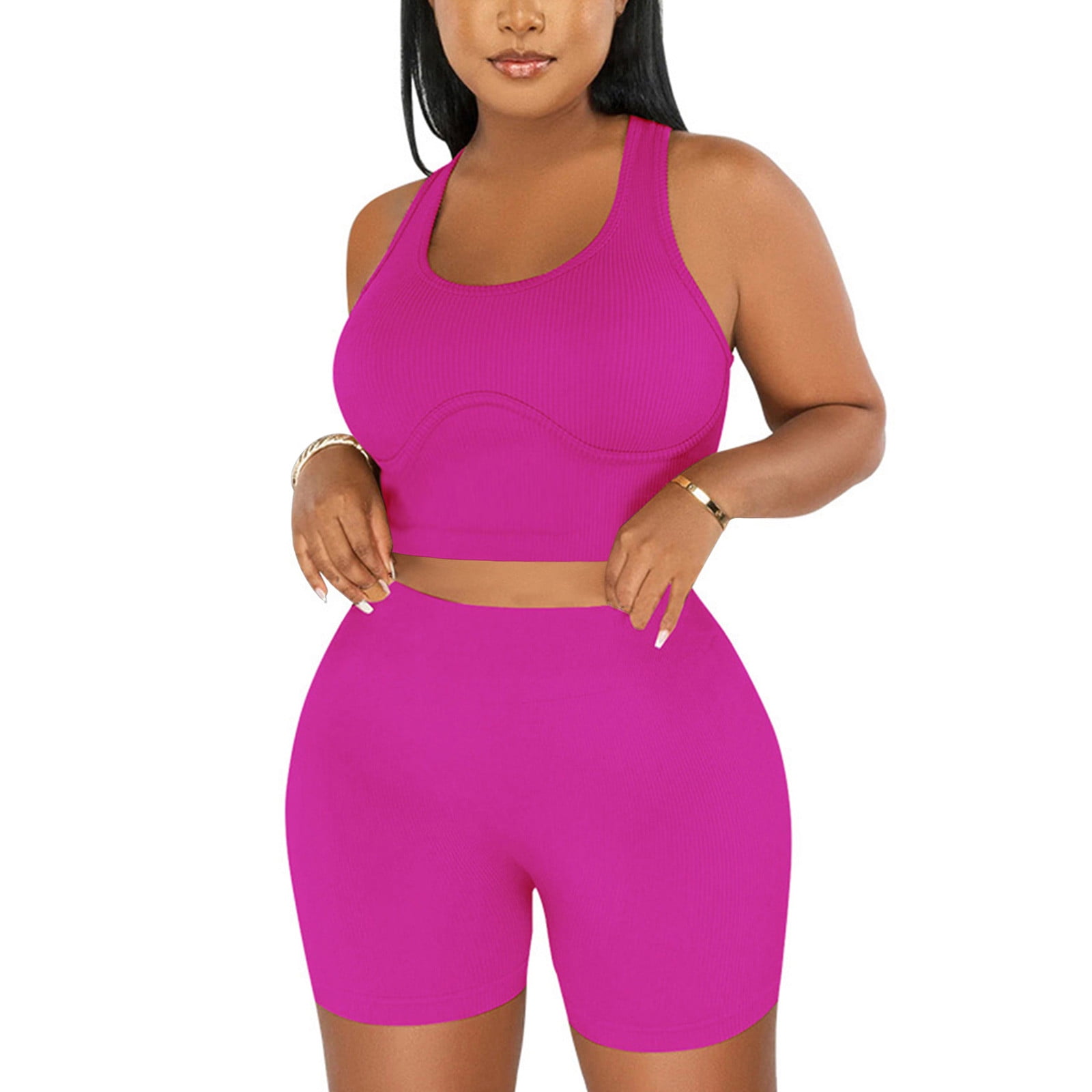 ABOCIW Workout Sets For Women 2 Piece Seamless Halter Sports Bra Scrunch Butt Impact Shorts Gym Yoga Outfits