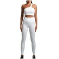 thumbnail image 1 of Workout Sets for Women 2 Piece Seamless High Waisted Leggings with Sleeveless Crop Tops Exercise Sport Outfits White, 1 of 4