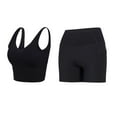 thumbnail image 1 of Workout Sets for Women 2 Piece Seamless Ribbed Crop Tank High Waist Shorts Yoga Outfits (Medium, Black), 1 of 7