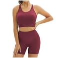 thumbnail image 1 of Workout Sets for Women 2 Piece Seamless Ribbed Sports Bra Crop Tank High Waist Biker Shorts Leggings Yoga Outfits, 1 of 7