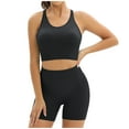 thumbnail image 1 of Workout Sets for Women 2 Piece Seamless Ribbed Sports Bra Crop Tank High Waist Biker Shorts Leggings Yoga Outfits, 1 of 7
