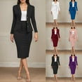 thumbnail image 1 of Workout Sets for Women Elegant Skirt Suit for Work Business Solid Color Long Sleeve Black Summer Lounge Sets L, 1 of 6