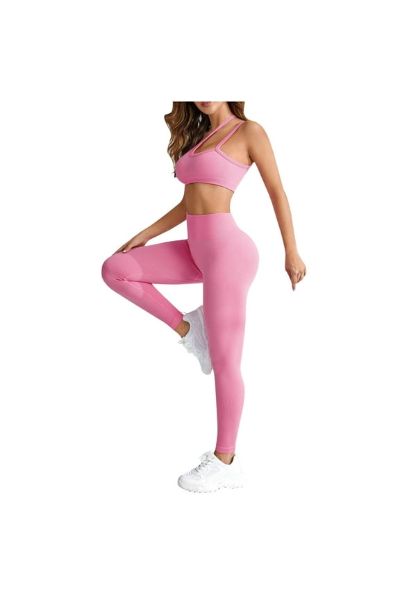 Workout Sets for Women One Shoulder Tracksuits Matching High Wiasted Leggings 2 Piece Yoga Gym Outfits