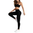 thumbnail image 1 of Workout Sets for Women One Shoulder Tracksuits Matching High Wiasted Leggings 2 Piece Yoga Gym Outfits, 1 of 3