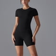 thumbnail image 1 of Workout Sets for Women Short Sleeve Tops and High Waist Biker Shorts Breathable Yoga Gym Fitness 2 Piece Athletic Set S-XL, 1 of 7