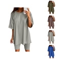 thumbnail image 1 of Workout Sets for Women Shorts Short Sleeve Crewneck Oversized T Shirt and Legging Shorts 2 Piece Matching Set Gym Yoga Set, 1 of 4