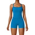 thumbnail image 1 of Workout Sets for Women Yoga 2 Piece Outfit Solid Color Seamless Tank Top with Shorts Sports Fitness Activewear, 1 of 4