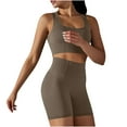 thumbnail image 1 of Workout Sets for Women qolati 2 Piece Sweatsuit High Waisted Seamless Leggings with Padded Stretchy Sports Bra Shorts Sets Gym Clothes, 1 of 5