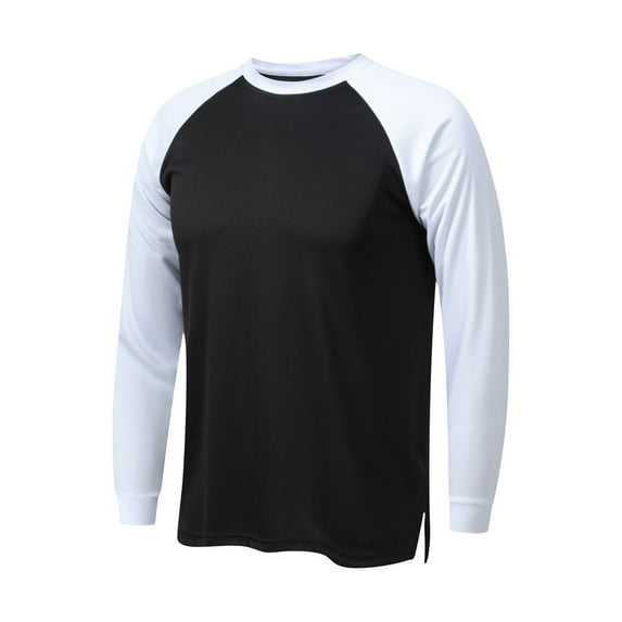 Workout Shirts For Men Qiggri Men Lightweight Breathable Fitness Sport Color Blocked Long Sleeved Round Neck Shirt